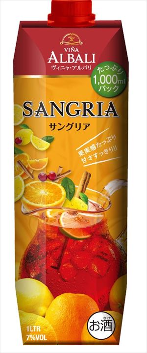 種類 赤ワイン容量 1000ml度数 7度生産国 スペインレモンやオレンジの果実感のある、甘さすっきりな赤ワインベースのサングリア。冷やしてそのままでも、氷で割っても、自分スタイルにアレンジしても楽しめます。【送料有料商品に関する注意事項】一個口でお届けできる商品数は形状(瓶,缶,ペットボトル,紙パック等)及び容量によって異なります。また、商品の形状によっては1個口で配送できる数量が下図の本数とは異なる場合があります。ご不明な点がございましたら弊店までお問い合わせをお願いします。【瓶】1800ml（一升瓶）〜2000ml：6本まで700ml〜900ml:12本まで300ml〜360ml:24本まで【ペットボトル、紙パック】1800ml〜2000ml：12本まで700〜900ml：12まで3000ml：8本まで4000ml：4本まで【缶(ケース)】350ml：2ケースまで500ml2ケースまで尚、送料が変更になった場合はメールにてご案内し、弊店にて送料変更をさせて頂きます。ご了承ください。