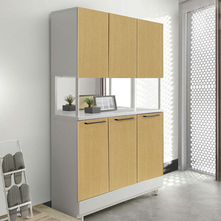 ★10%OFF★ 下駄箱 大川家具 シューズボックス 玄関収納 シューズラック 玄関 収納 スリム 靴箱 おしゃれ ハイタイプ 鏡 ミラー 姿見 鏡付き ミラー付き 幅120 シンプル 耐震 耐震ダボ Nケリー 120H 国産 日本製 完成品(3)