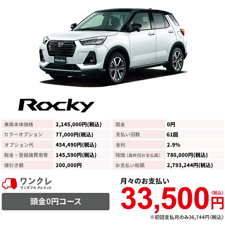 岡山ダイハツみらい支店限定 黒 白 ロッキー ワンクレ 5人乗り にお乗り換え 楽天ポイント還元 ダイハツ 使用の本拠の位置が岡山県である方限定での販売に限ります で人気の 2wd ブラックマイカメタリック シャイニングホワイトパール ロッキー 61回払い 岡山ダイハツ