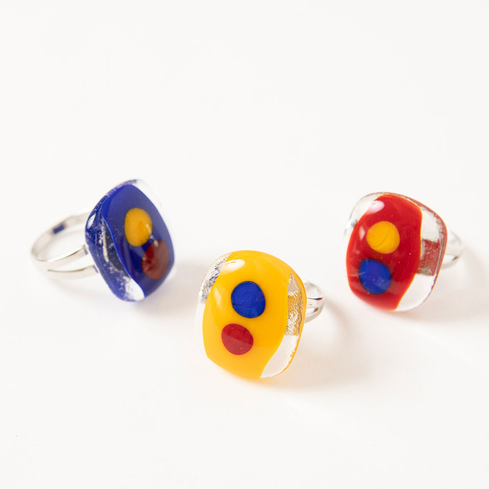 Rakuten - ベネチアンガラス リング カラフル サイズ調整可能【Studio Al Sole】(ベネチアンガラス 指輪 リング フリーサイズ アクセサリー カラフル)日本製 ハンドメイド 北欧 雑貨 贈り物 ギフト おしゃれ 大人かわいい