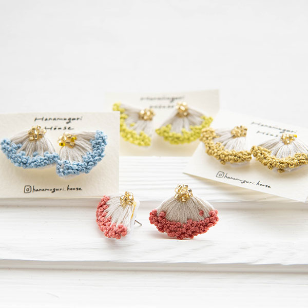 Rakuten - 刺繍ピアス【Hanamuguri＆Hanamuguri house】(レディース 女性 アクセサリー 直結ピアス)日本製 ハンドメイド 北欧 雑貨 贈り物 ギフト おしゃれ 大人かわいい