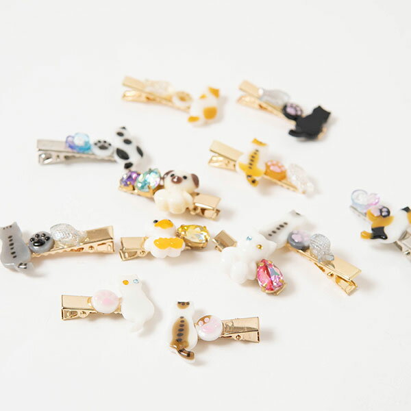 動物モチーフ ヘアクリップ【ぴぺたぺぴた】(ミニ 小さめ クリップ ヘアアクセサリー 髪飾り ネコ 猫 ねこ)日本製 ハンドメイド 北欧 雑貨 贈り物 ギフト ...