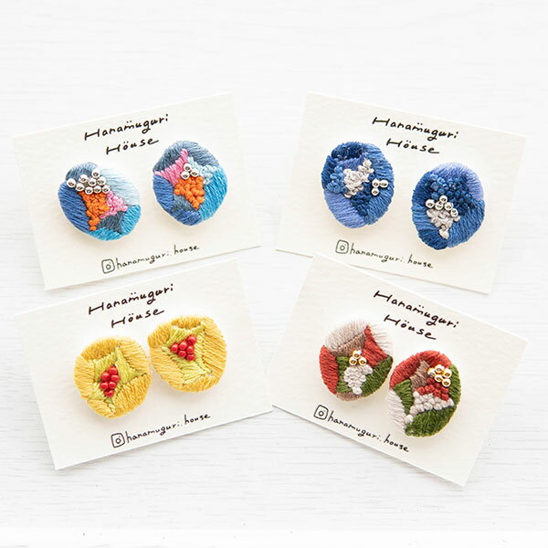 樂天商城 - 刺繍 直結ピアス【Hanamuguri＆Hanamuguri house】(レディース 女性 アクセサリー)日本製 ハンドメイド 北欧 雑貨 贈り物 ギフト おしゃれ 大人かわいい