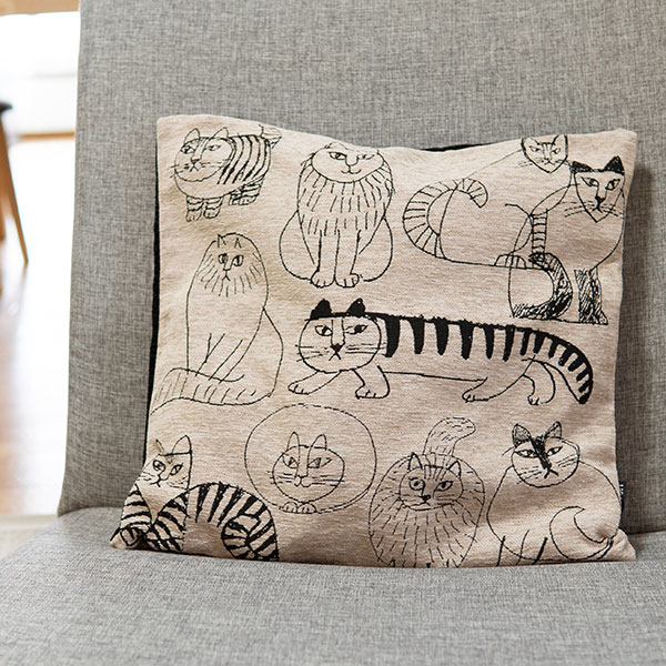 リサラーソン スケッチキャット クッションカバー【LISA LARSON】(クッション カバー ケース インテリア)グッズ 北欧 雑貨 贈り物 ギフト おしゃれ 大人かわいい 誕生日プレゼント 出産祝 引っ越し祝 結婚祝 退職祝のサムネイル