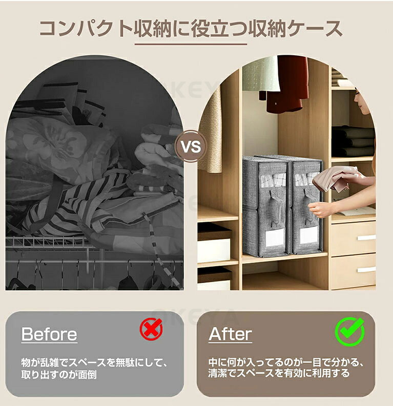 寝具収納 収納ケース 毛布保存袋 収納ボックス 布製 折りたたみ 毛布収納 シーツ収納 衣類収納 クローゼット収納 毛布 布団カバーセット ベッド下収納 布団 すき間収納 スリム収納 押入れ収納 収納布団 収納袋 コンパクト 縦置き 透明窓 名札ポケット okeya-2020-10003379 OKEYA楽天市場店 サンプル画像2