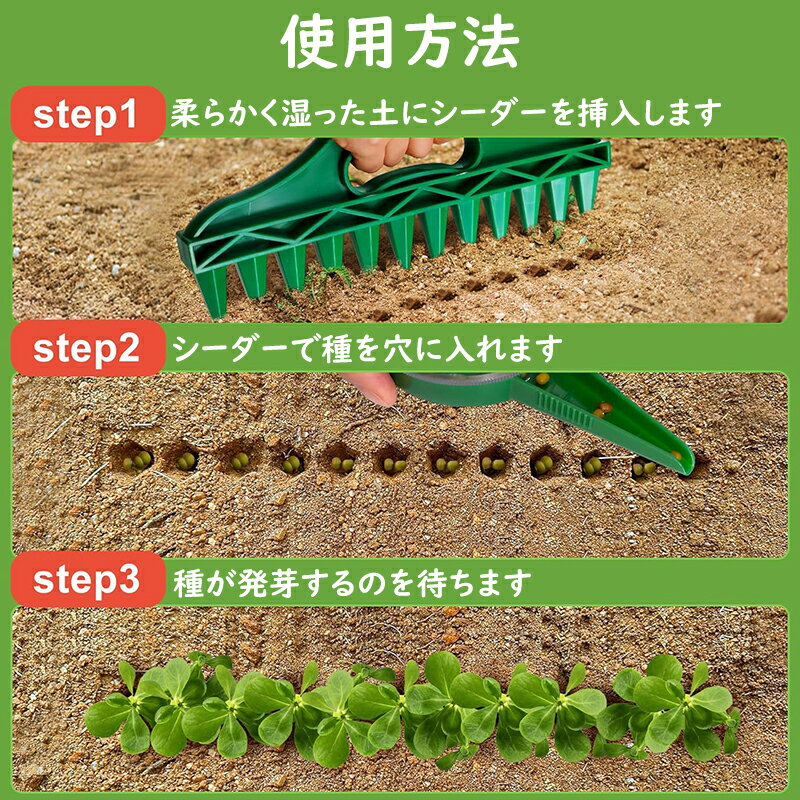 種まき機 穴あけ器 シーダーセット 手動 播種機 ガーデニング 家庭菜園 園芸 穴掘...