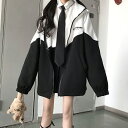 韓国系 ファッション レディース パーカー 長袖 フード付 ジャケット ゆったり コート ジャンパー