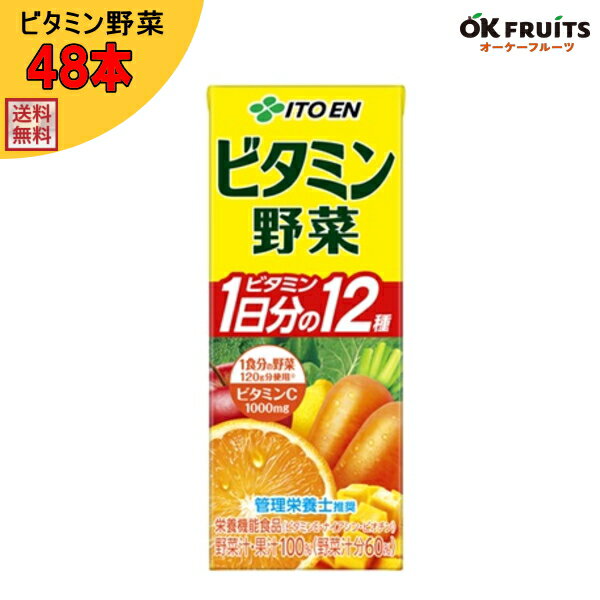 Rakuten - 『送料無料』伊藤園 ビタミン野菜 野菜ジュース 200ml紙パック 48本【伊藤園ビタミン野菜×2ケース】