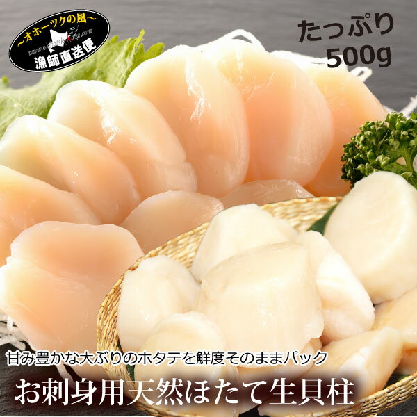 送料無料 ほたて 特大 北海道産 天然物 ホタテ 生貝柱 500g　北海道 野付産　帆立　hotate 玉冷 刺し身 刺身 かいばしら ジャンボ 三年貝 スーパーフード ケンミンショー・ 各種内祝い お中元 夏ギフト サマーギフト