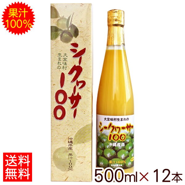 大宜味村生まれのシークワーサー100（500ml×12本） 【送料無料】 │沖縄産 果汁100％ 青切り シークワーサージュース ストレート 原液 沖縄海星物産│