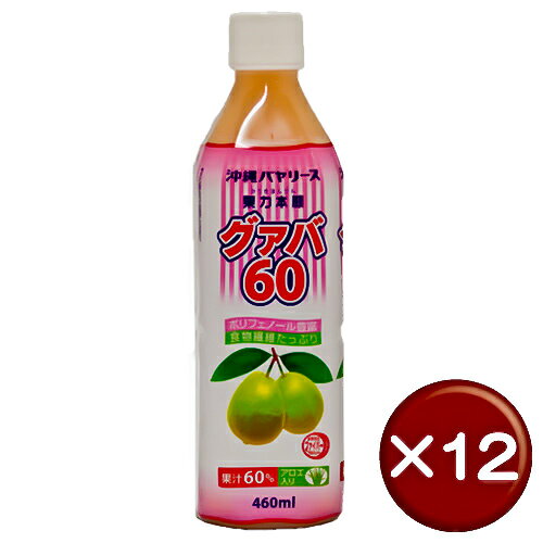 沖縄バヤリース 果力本願グァバ60(460ml) 12本セットポリフェノール・ビタミンC・食物繊維がたっぷり｜糖尿病｜動脈硬化｜生活習慣病［飲み物＞ソフトドリンク＞グァバジュース］