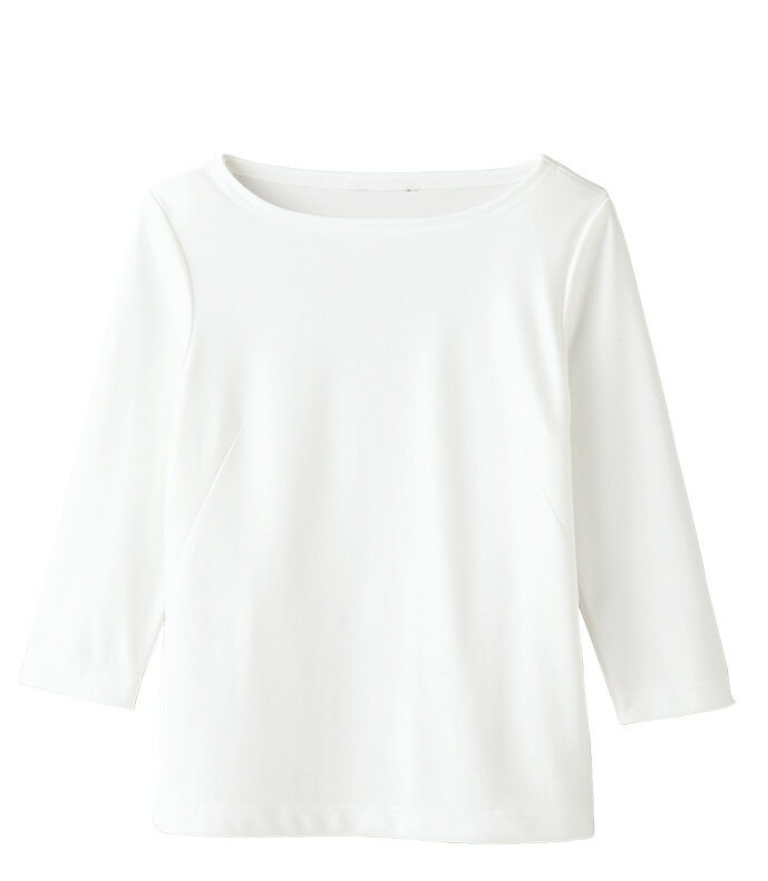 ハネクトーン七分袖ボートネックT ホワイト（WP314-7）