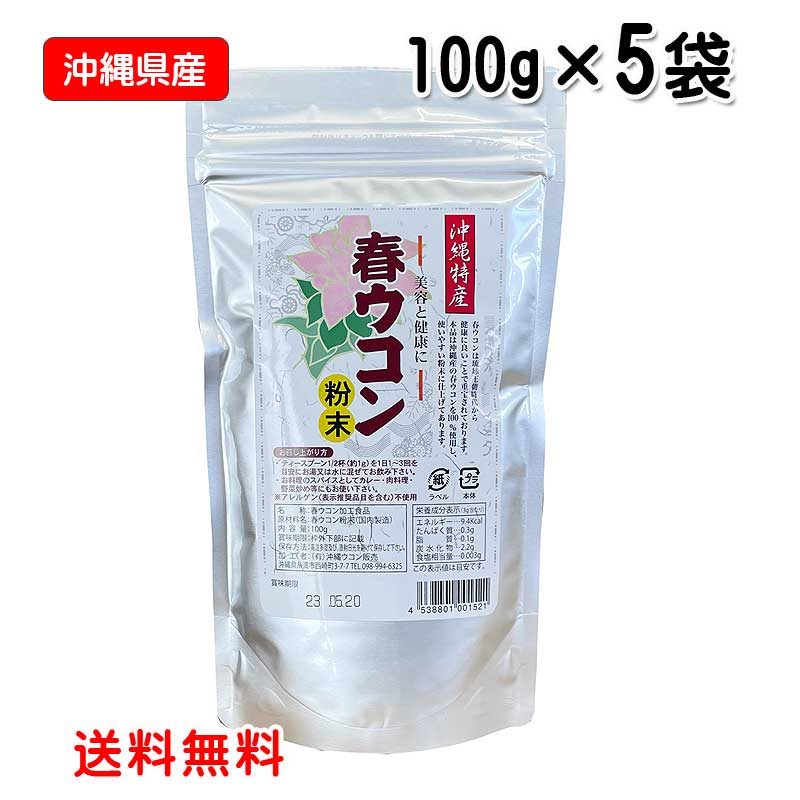 楽天沖縄健康食品Webショップ沖縄県産 春ウコン粉末 100g×5袋 沖縄県産春ウコン100％ 送料無料 春ウコン粉 うこん 沖縄 ウコン販売 精油成分 フラボノイド カンファー アズノン シネオール ミネラル