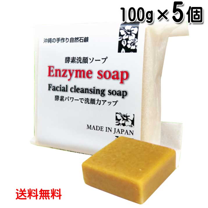 酵素洗顔ソープ 100g×5個 沖縄の手作り自然石けん メール便発送 送料無料 野菜発酵エキス配合 スクワラン本舗