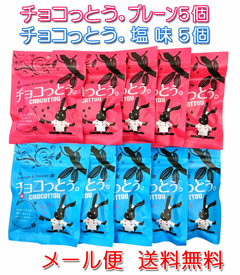 チョコっとう。 プレーン＆塩味 (各40g×5個) 送料無料 チョコレート 塩 黒糖 ばらまき プチギフト チョコ 小分け こくとう メール便発..