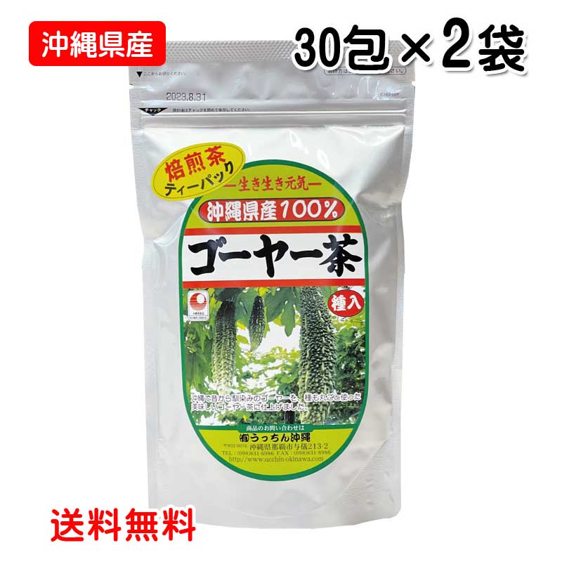 【沖縄県産】ゴーヤー茶（種入り）ティーバッグ 30包入り×2袋 ゴーヤ茶 健康野菜 夏野菜 夏バテ防止 ポスト投函お届け 送料無料 うっちん沖縄