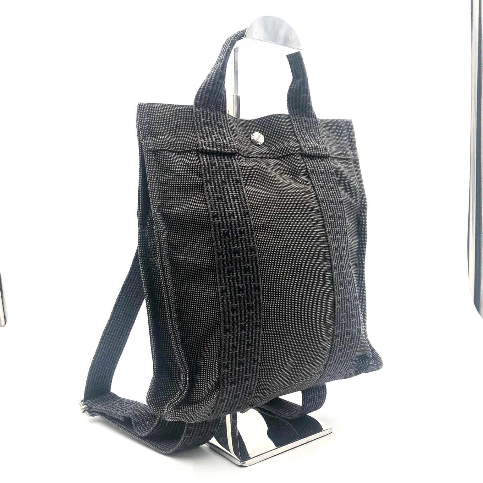 【中古】HERMES エルメス リュック バッグ エールライン アド PM バックパック キャンバス トートバッグ リュックサック デイパック キャンバスバッグ レディース トート 布 グレー シルバー金具 セリエボタン フランス製 ラグジュアリー カジュアル ビジネス おしゃれ 人気