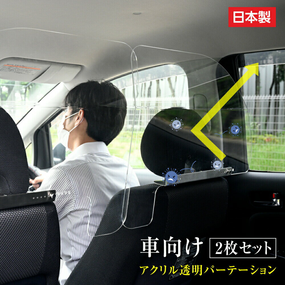 [日本製]（2枚1セット）ねじ止め式 車用 パーテーション 車内の飛沫ブロッカー お...