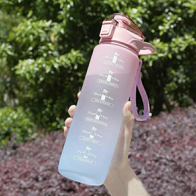 水筒 1リットル おしゃれ 大容量 1L 漏れない プラスチック 子ども 軽い 目盛り付...