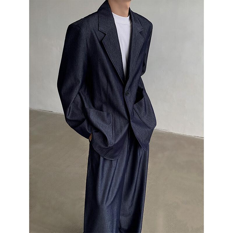 【スーパーSALE期間限定】メンズ デニムスーツ セットアップ ジャケット パンツ 男性用 紳士服 春秋 ルーズフィット ブルージーンズ ライトアウター テーラード okinari-10003173 SORA WALK楽天市場店 サンプル画像2