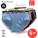 【本日ポイント10倍】レディースショーツ 大きいサイズ 6枚組セット 2XL 3XL 4XL 綿 レース レディース 女性 パンティー パンティ パンツ 下着 ...