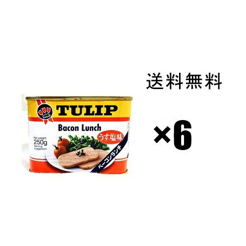 チューリップ ベーコンランチ ランチョンミート うす塩味 250g×6缶セット / 沖縄 缶詰 チューリップ ベーコンランチ ランチョンミート うす塩味 250g×6缶セット / 沖縄 缶詰