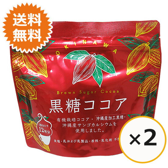 ココア パウダー 粉末 黒糖ココア 海邦商事 180g×2個【メール便送料無料】 沖縄 カルシウム 有機ココア 調整ココア サンゴカルシウム 美味しい おすすめ リラックスタイム 腸活 ホットココア アイスココア 寝る前