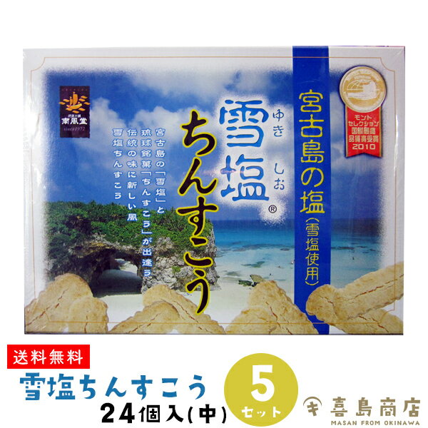 送料無料 雪塩ちんすこう 24個入×5セット (中) 箱タイプ 宮古島 個包装 沖縄 お土産 スイーツ お菓子 沖縄土産 和菓子 バラマキ 大量 お得なまとめ買い 子供会 景品 発表会 夏祭り お祭り ハロウィン イベント クリスマス