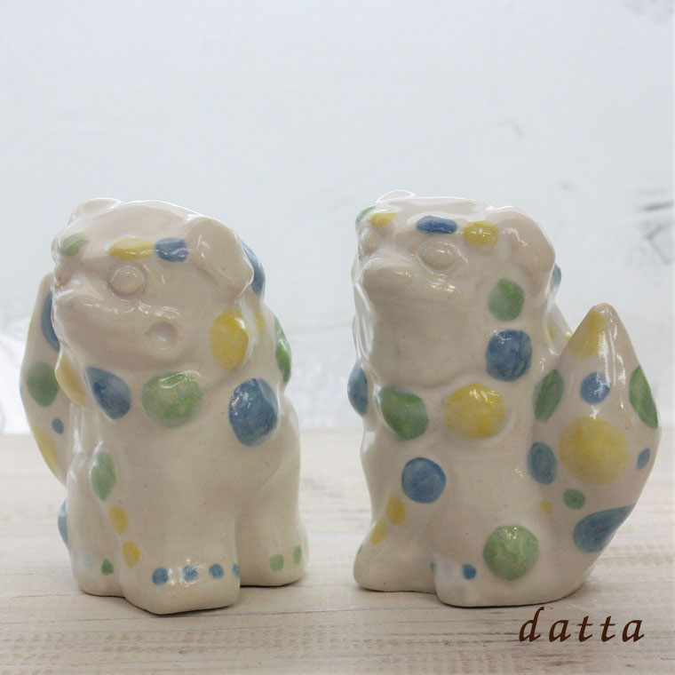 datta.沖縄南の島陶芸工房 |datta 沖縄陶器やちむんの紅型シーサー[一品物]立ちシーサー[紅38]風水グッズ・縁起物・…