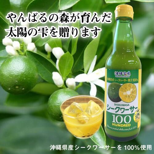 シークヮーサーハンドレッド360ml／シークヮーサー果汁100％/　原液 100％果汁 ノビレチン 沖縄県産 シークワーサーハンドレット 【青切りシークヮーサー】沖縄お土産　認知症予防　シークァーサー　血液サラサラ　4582112265264