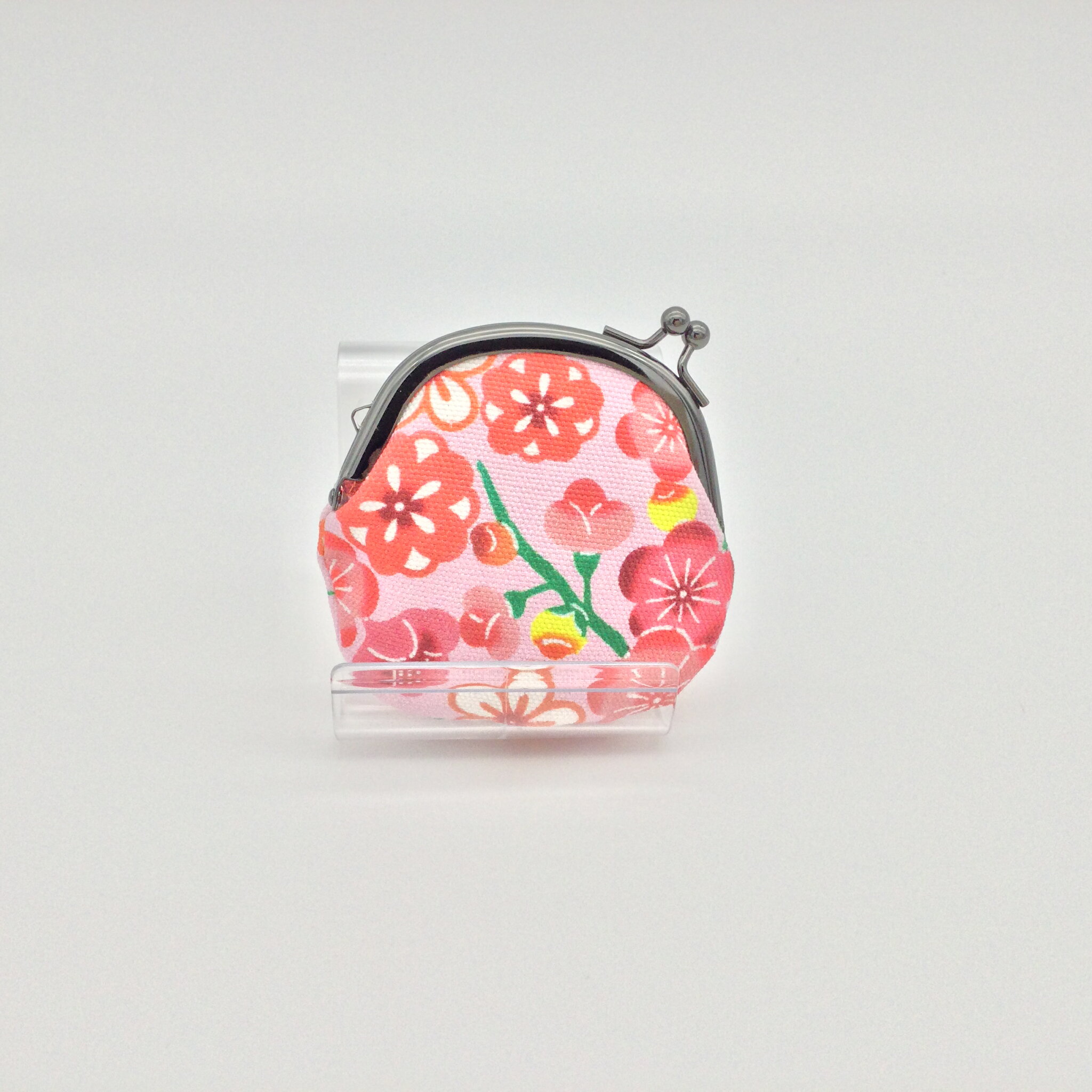 紅型がまぐち 小銭入れ 桃色 梅柄 花柄 財布 小物入れ ポーチ 琉球 紅型 沖縄 ギフト 沖縄お土産 ピンク