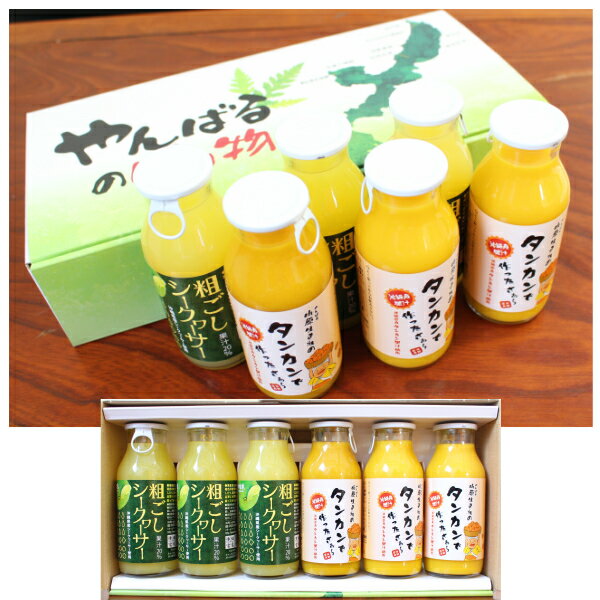 ジュースギフト 粗ごしシークヮーサー たんかんジュース 180ml×6本セット ギフト ジュース シークワーサージュース 送料無料 沖縄県産 詰合わせ ジュースギフト 飲み比べセット 贈り物 プレゼント 内祝い お中元 お歳暮 ジュースセット のし対応 御祝のサムネイル