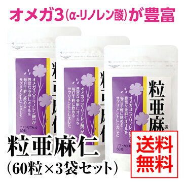 【送料無料】粒亜麻仁3袋セット【亜麻仁油 サプリメント 必須脂肪酸オメガ3 α-リノレン酸 リグナン フラックスシードオイル】