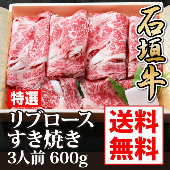 石垣牛特選リブロースすき焼き3人前600g【送料無料】【日本最南端黒毛和牛,石垣牛,沖縄,石垣】