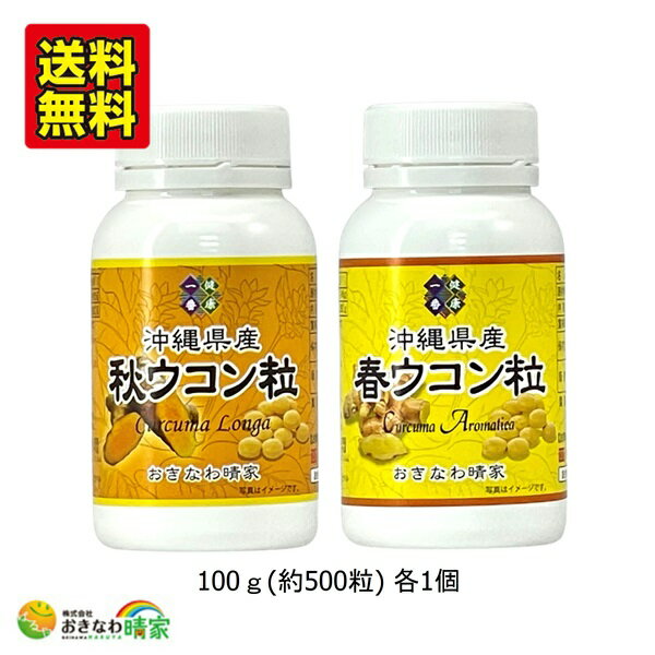 楽天おきなわ晴家 沖縄サプリ＆コスメ【ポイント5倍 5/20まで】沖縄県産 秋ウコン粒 ＆ 春ウコン粒 セット 100g 各1個 500粒 国産 ウコン クルクミン サプリメント 粒タイプ 秋 春 うっちん 沖縄産 やんばる ウコン 美容 健康 錠剤 琉球 サプリ お酒 アルコール 飲み過ぎ 二日酔い 送料無料 沖縄 ウコン堂