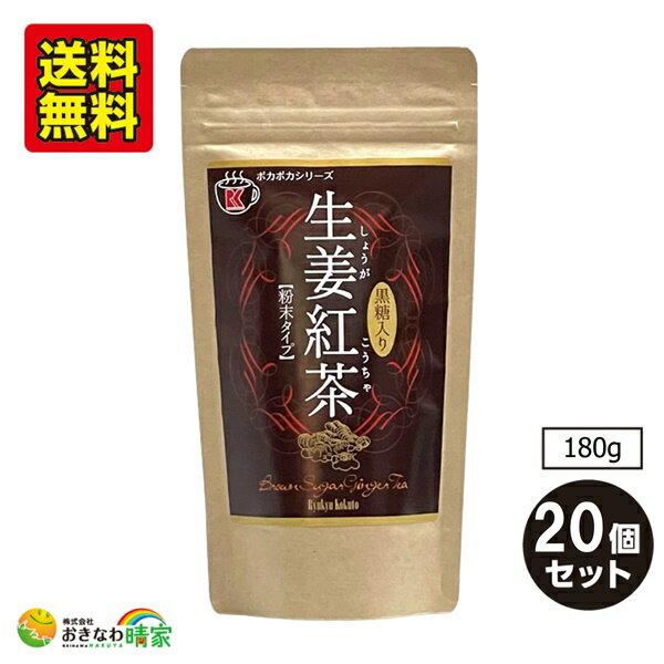 黒糖入り 生姜紅茶 粉末 180g×20個 (琉球黒糖 沖縄 土産 国産 しょうが パウダー) 送料無料