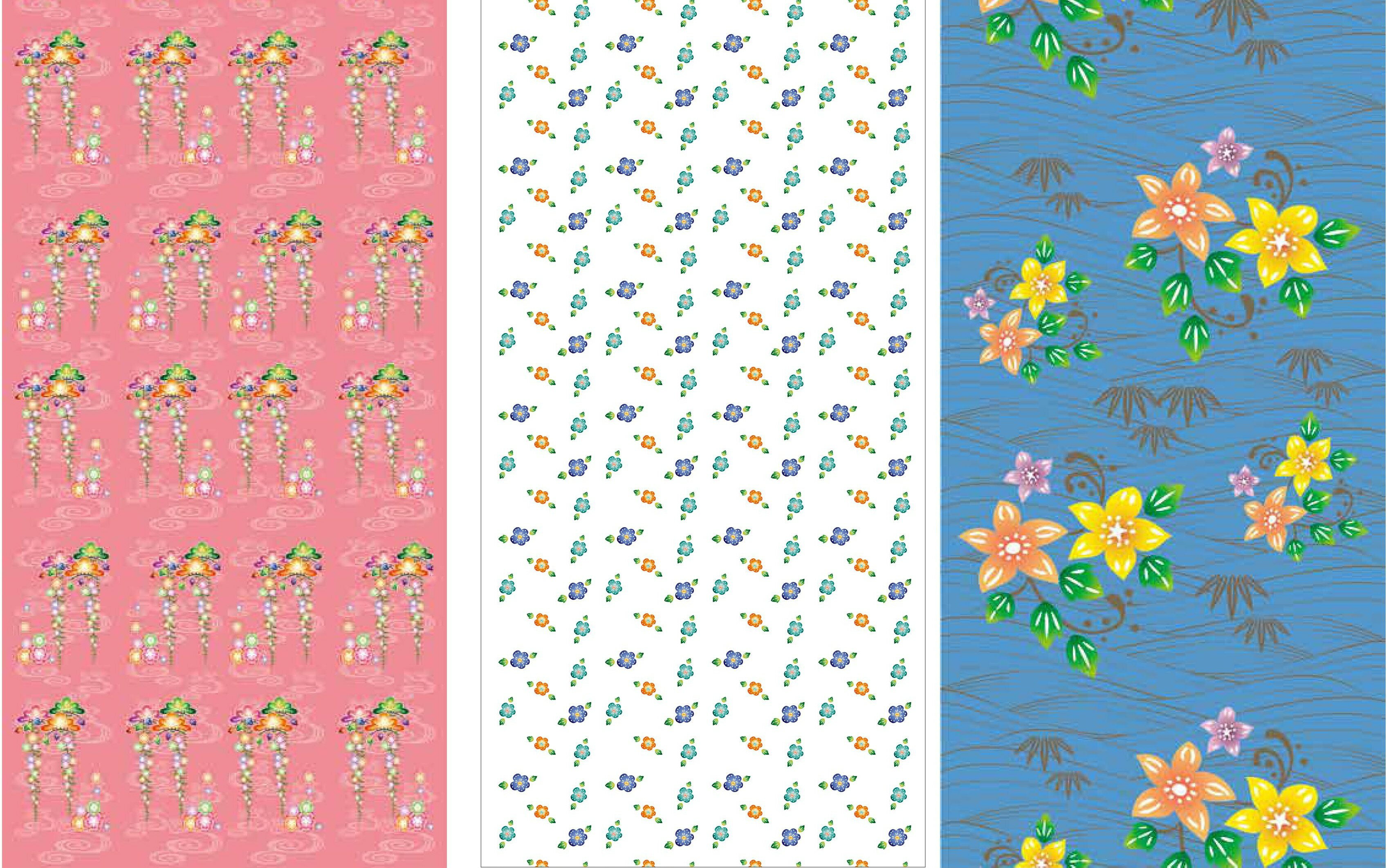 琉球紅型　桜松　梅小紋　ヤハズカズラ　沖縄の伝統模様の壁紙　【2万円以上で送料無料】おしゃれなク..