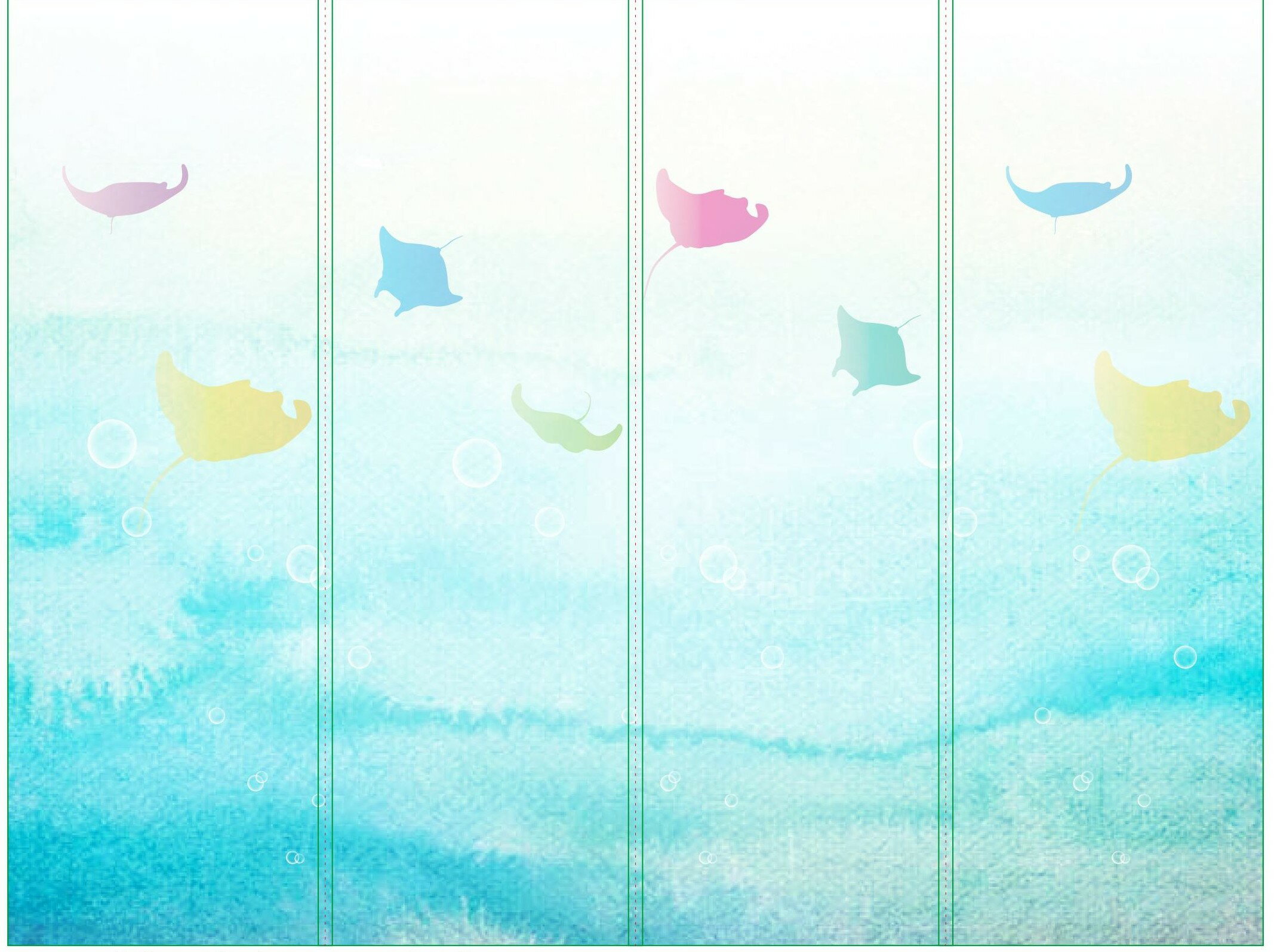 遊々マンタ　沖縄の海　4枚セット　おしゃれでかわいい壁紙　1枚ずつでもOK! 【2万円以上で送料無料】