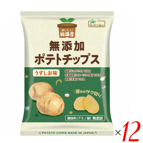 ポテチ ポテトチップス 無添加 おいしい純国産 無添加ポテトチップス うすしお味 60g ノースカラーズ 12袋セット 送料無料