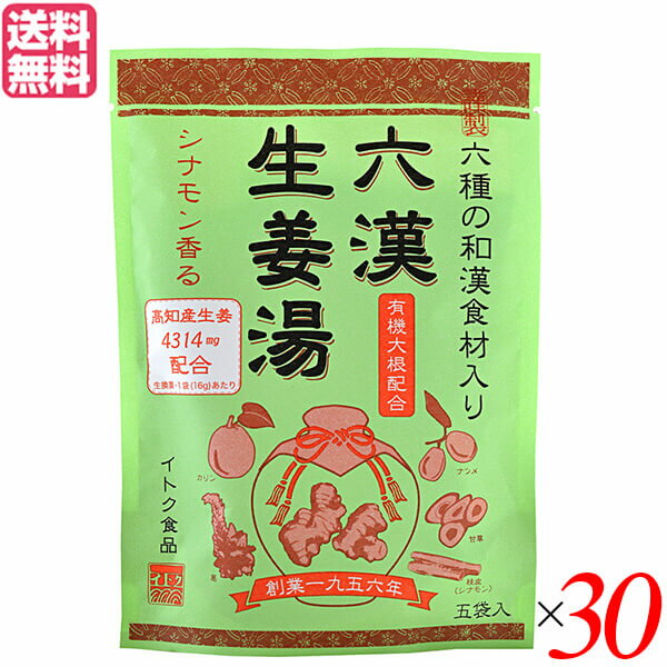 生姜湯 しょうが湯 生姜 六漢生姜湯 5袋入り イトク食品 30セット 送料無料