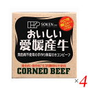 【お買い物マラソン ポイント3倍 】コンビーフ お取り寄せ 缶詰 創健社 愛媛産牛 無塩せきコンビーフ 80g 4個セット 送料無料