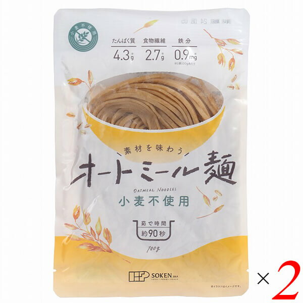 麺 パスタ オートミール 素材を味わうオートミール麺 100g 2個セット 創健社 送料無料