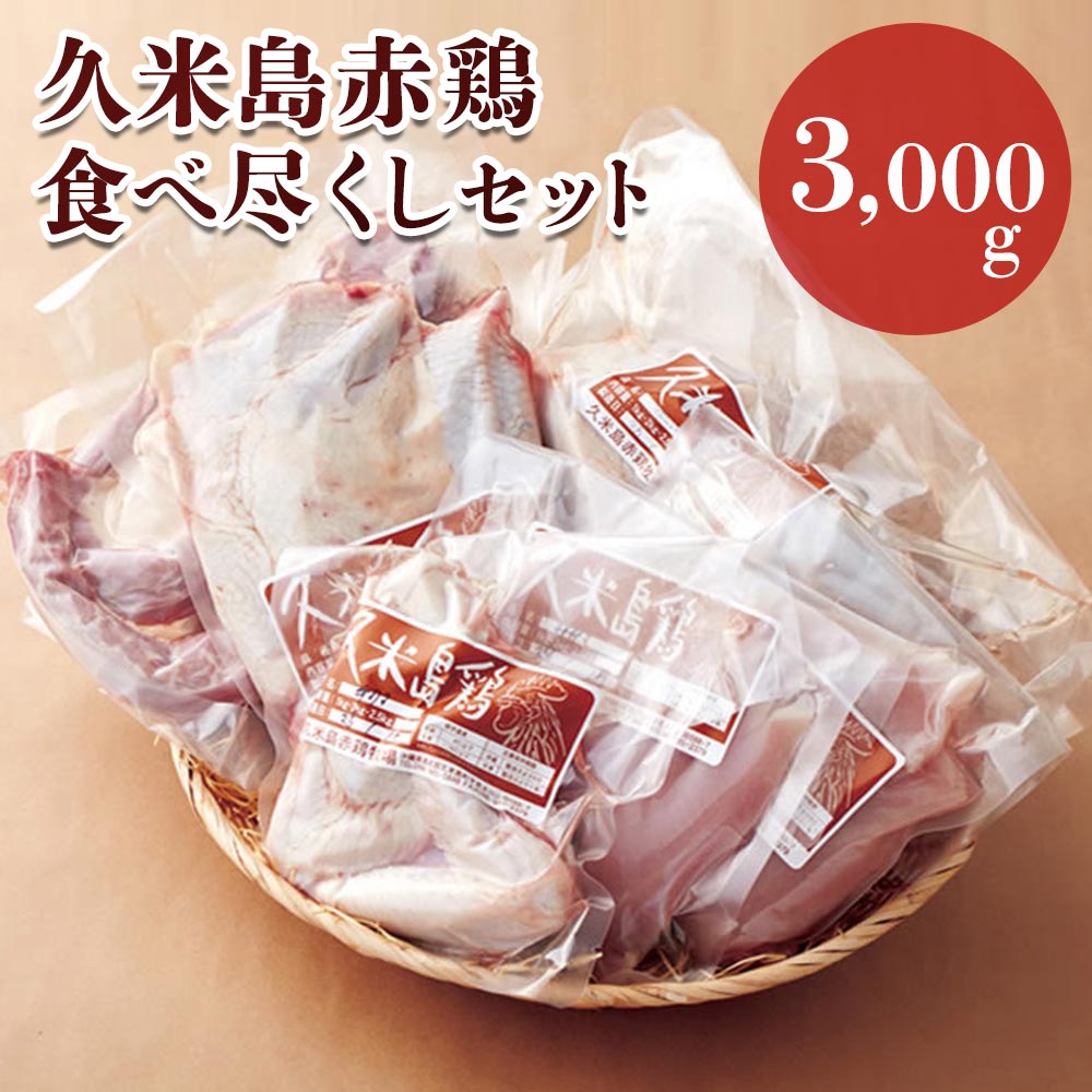 送料無料 ギフト 久米島赤鶏食べ尽くしセット 3,000g 沖縄 久米島 鶏肉 冷凍 モモ むね ササミ 手羽 ガラ ぶつ切り 食べ物 お土産 プレゼント お取り寄せグルメ