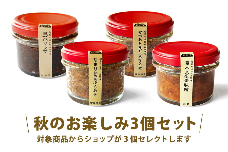 秋のお楽しみ3個セット（賞味期限10月） 沖縄 那覇 伊良部島 石垣島 ごはんのお供 味噌 賞味期限間近のサムネイル