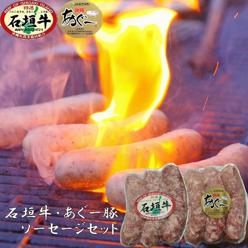 石垣牛 あぐー豚 ソーセージセット 【贈答用化粧箱入り】 送料無料 沖縄県産和牛 あぐー アグー アグー豚 沖縄 グルメ お取り寄せ お取り寄せグルメ 和牛 黒毛和牛 御歳暮 お中元 ギフト プレ…