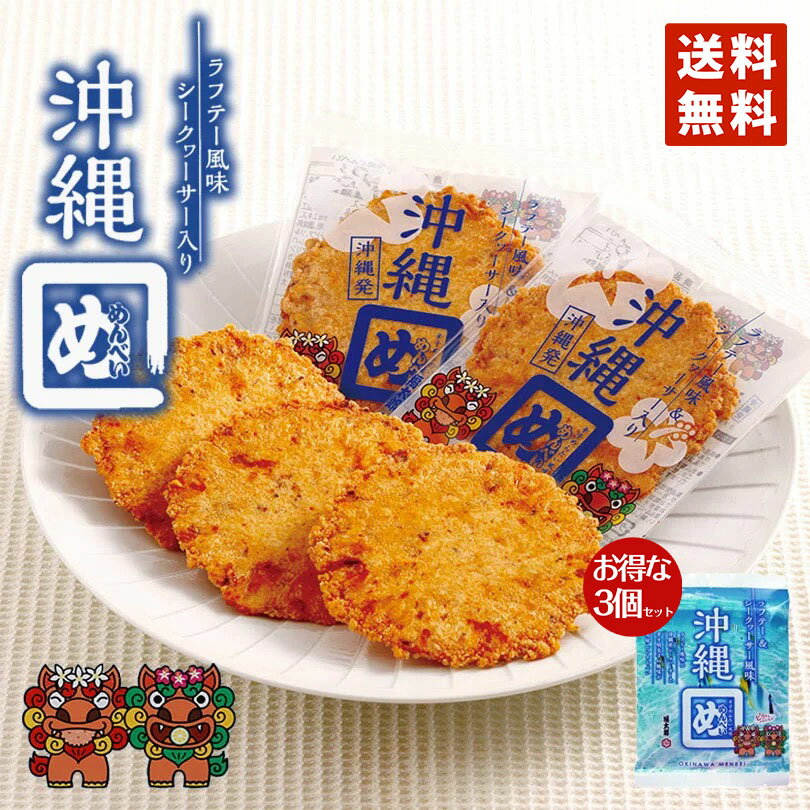 1000円ポッキリ 沖縄めんべい (2枚×2袋) ラフテー風味＆シークヮーサー入り 3個セット 送料無料 ネコポス ポイント消化 同梱不可 沖縄お土産 沖縄土産 沖縄 お土産 ご当地 限定 めんべい せんべい おつまみ お土産 プレゼント ギフト