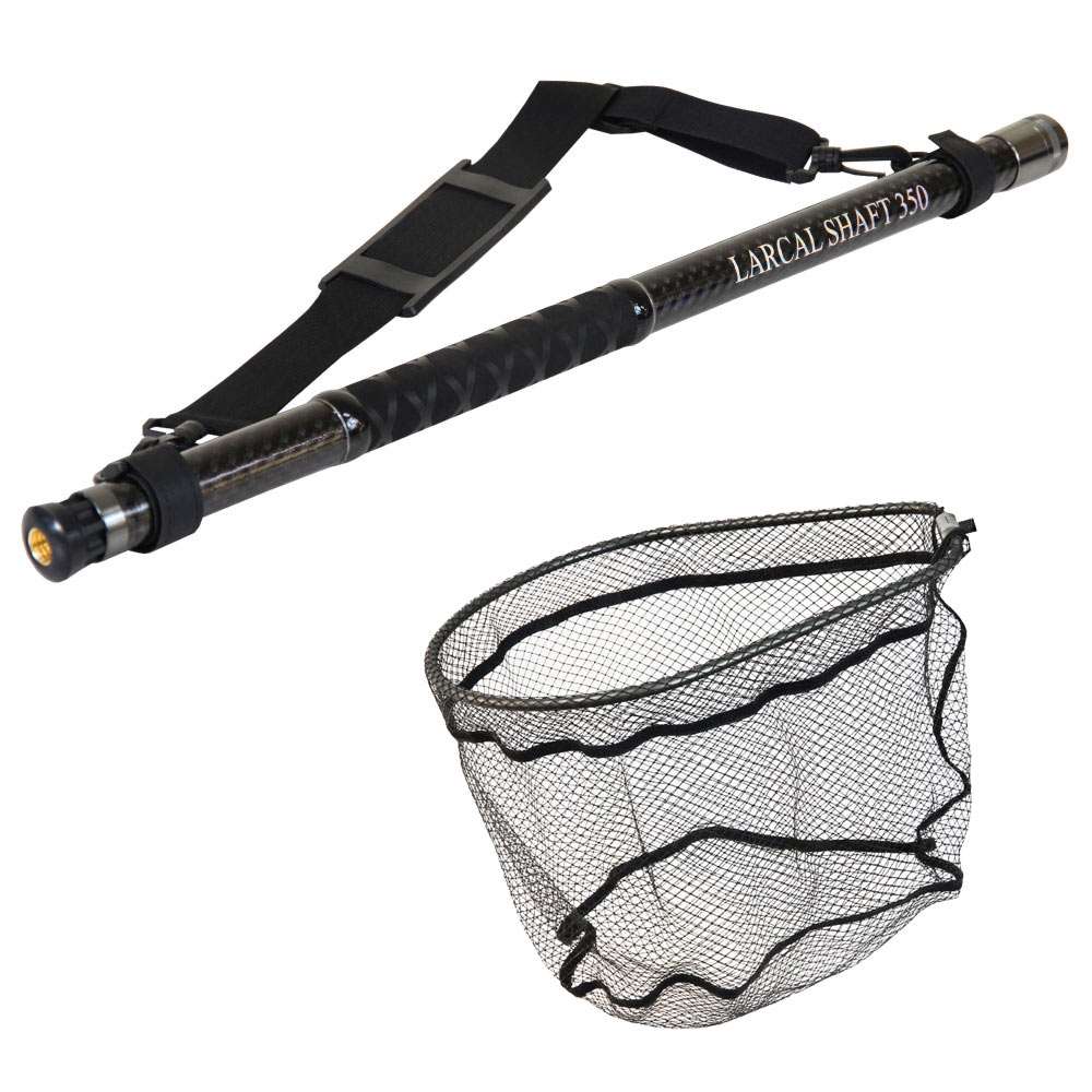 ホタルイカ をしっかりキャッチ! カーボン ランディングシャフト 3.5m & ラバー ランディングネット S 網目小 2点セット (netset-061)|目...