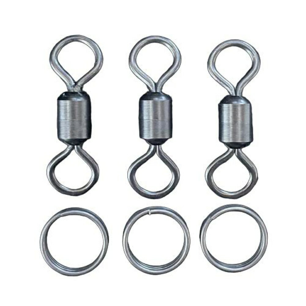 キャプテンAクラフト パワーサルカン #9／0 黒 3個 スプリットリング付(ca-694136)[M便 1/10] | パワーサルカン スプリットリング 大型サルカン 小分け 少量 釣仕掛 仕掛け作り 手作り仕掛け