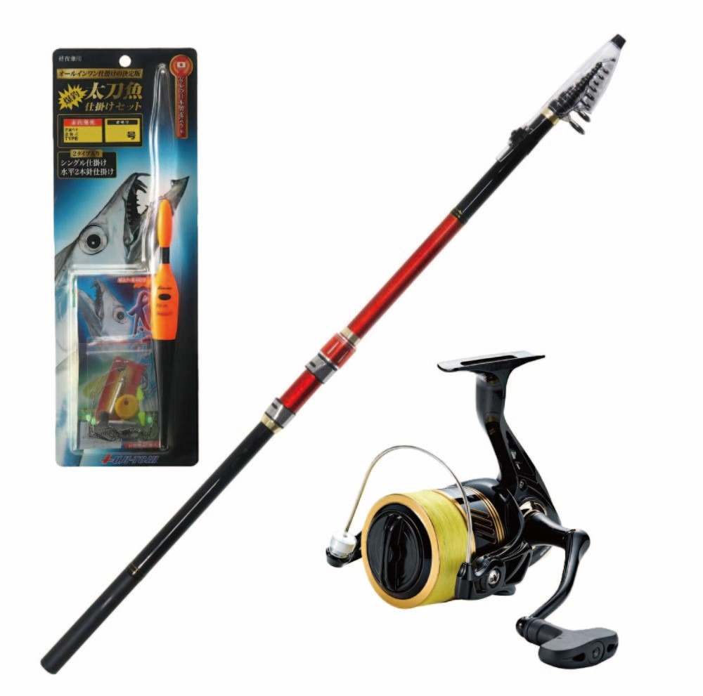波止場のタチウオウキ釣りセット フライデー磯遠投 6-450(15-25号)＆ウェスカー4500 PE2.0/200m付＋太刀魚仕掛けセット タイプF5 (hatotachiset-014)｜おり釣具 釣り 釣り竿 防波堤 波止 タチウオ 太刀魚 遠投竿 サビキ釣り アジ サバ