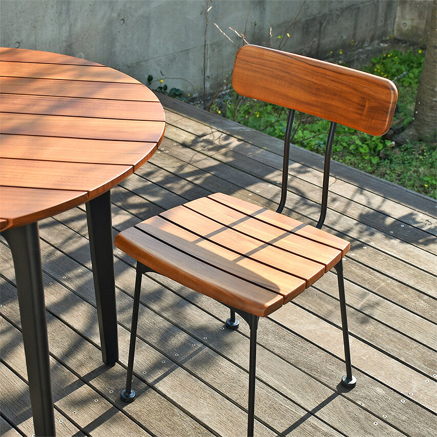 乐天商城 - ダイニングチェア 2脚セット 背もたれ付き 無垢 木製 屋外 スチール 完成品 カフェチェア 椅子 イス ガーデン バルコニー アウトドア カフェ 単品 おしゃれ